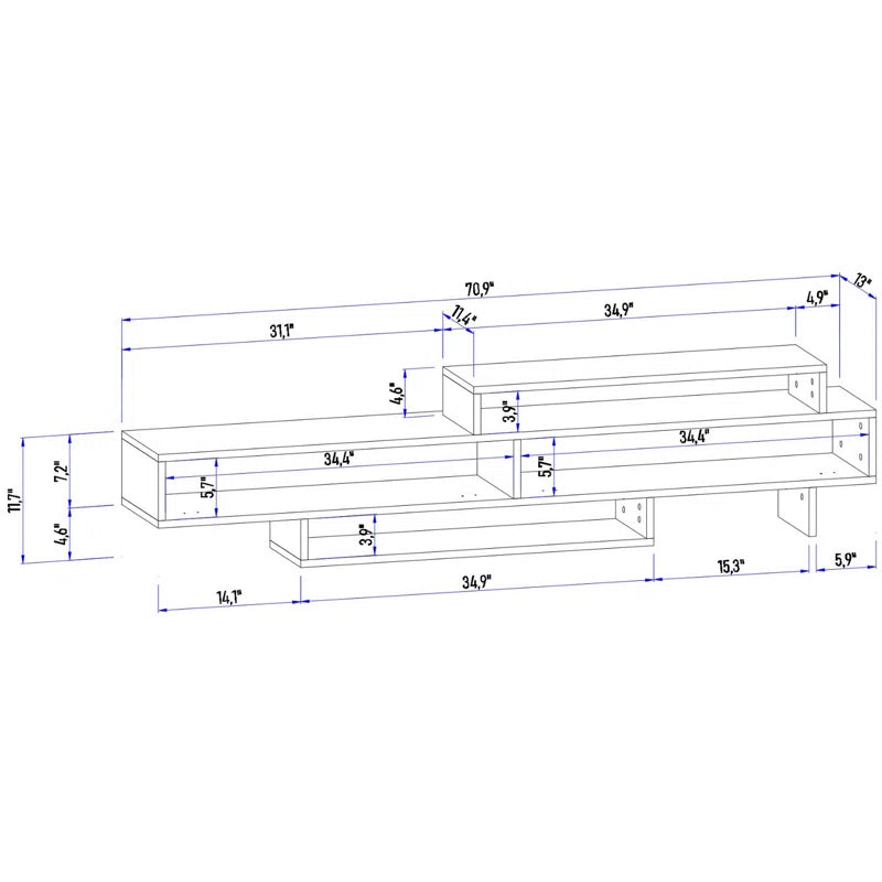 Zen Walnut Minimalist TV Stand Up to 65"