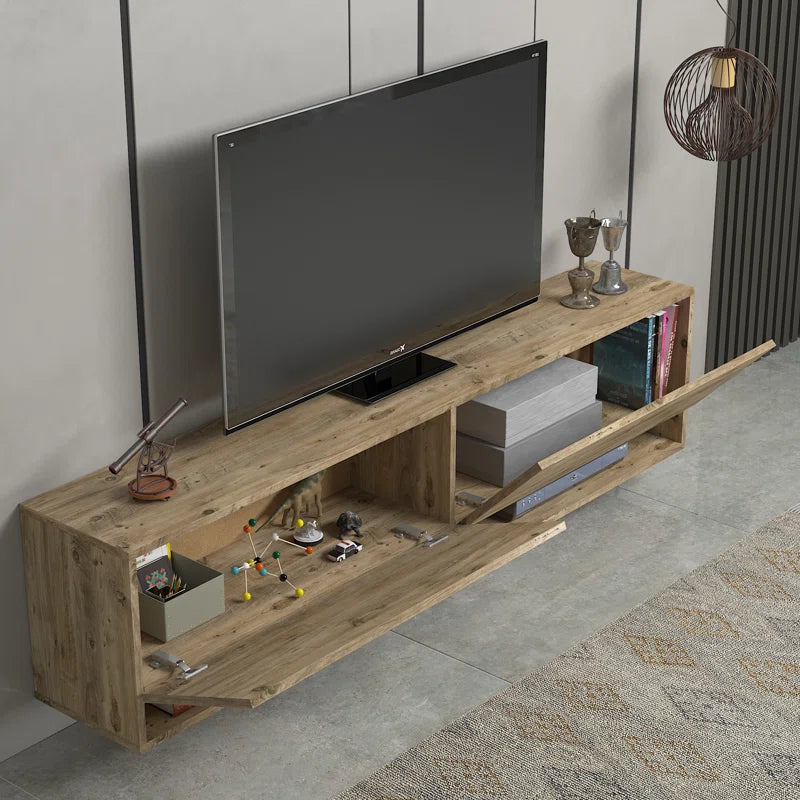 Austin Pine Color Modern Floating TV Stand Up to 80"