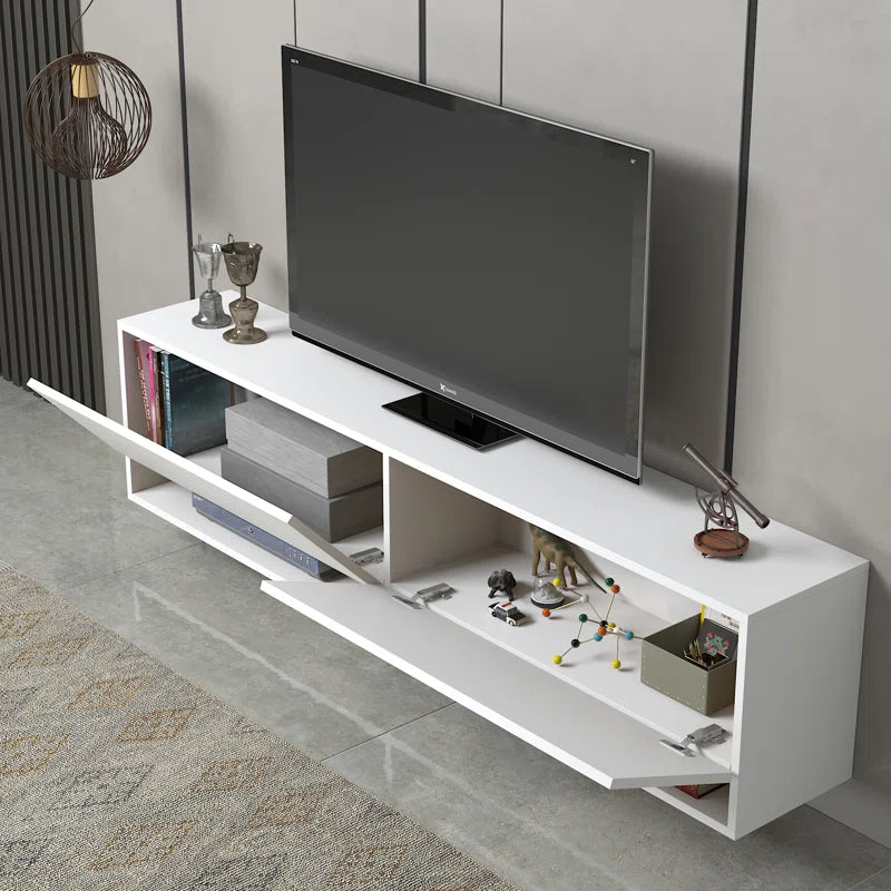 Austin White Color Modern Floating TV Stand Up to 80"