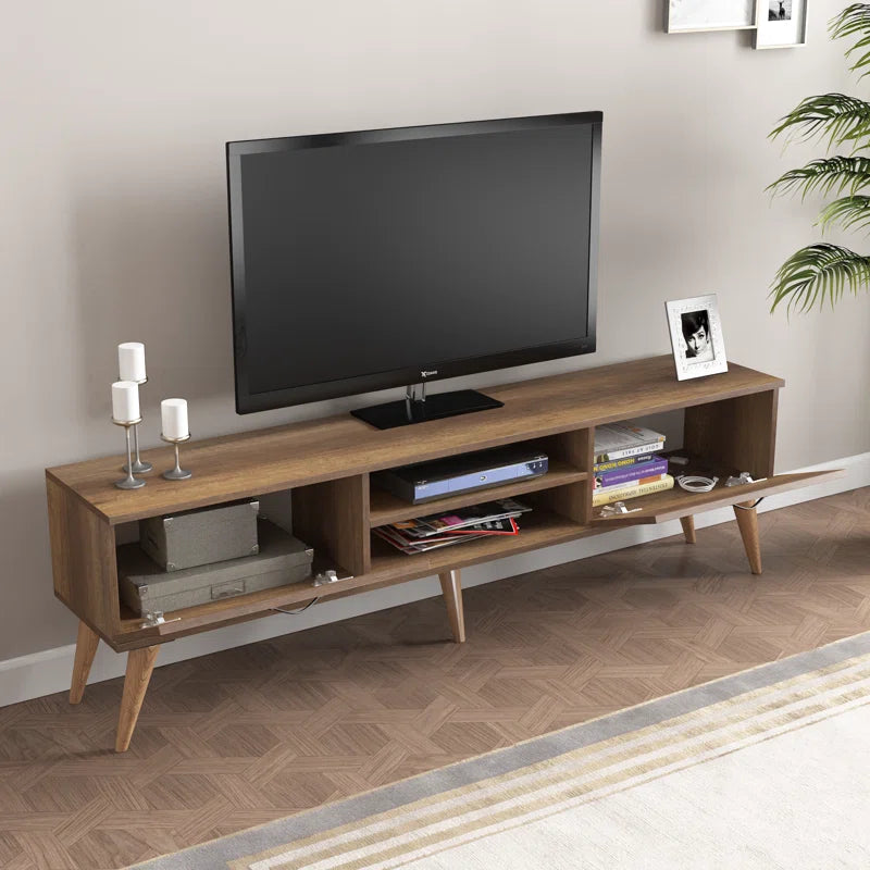 Deko Walnut Mid-Century Tv Stand Up to 80''