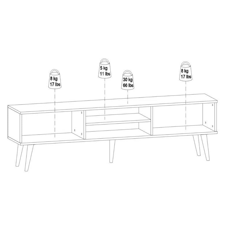 Deko White-Pine Mid-Century Tv Stand Up to 80''