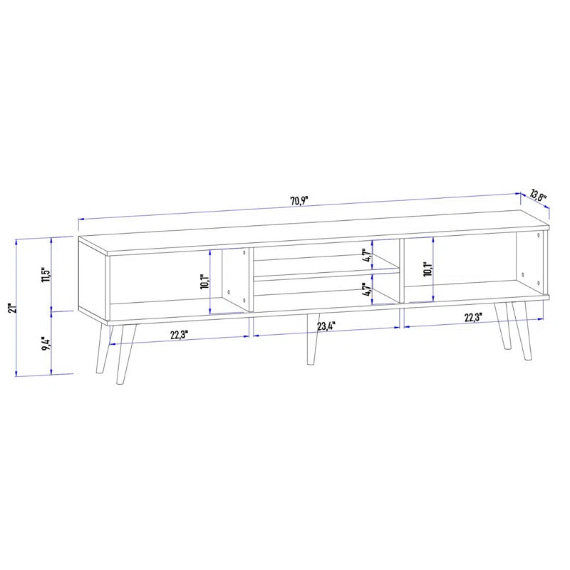 Deko Walnut Mid-Century Tv Stand Up to 80''