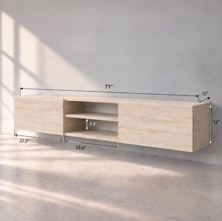 Waco Travertine Beige Floating TV Stand Up to 80" TVs