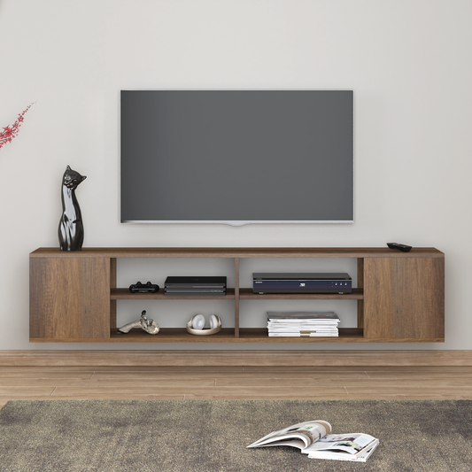 Rosita Walnut Modern Floating TV Stand Up to 80"