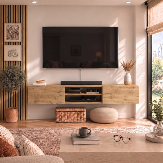 Waco Pine Floating TV Stand Up to 80" TVs