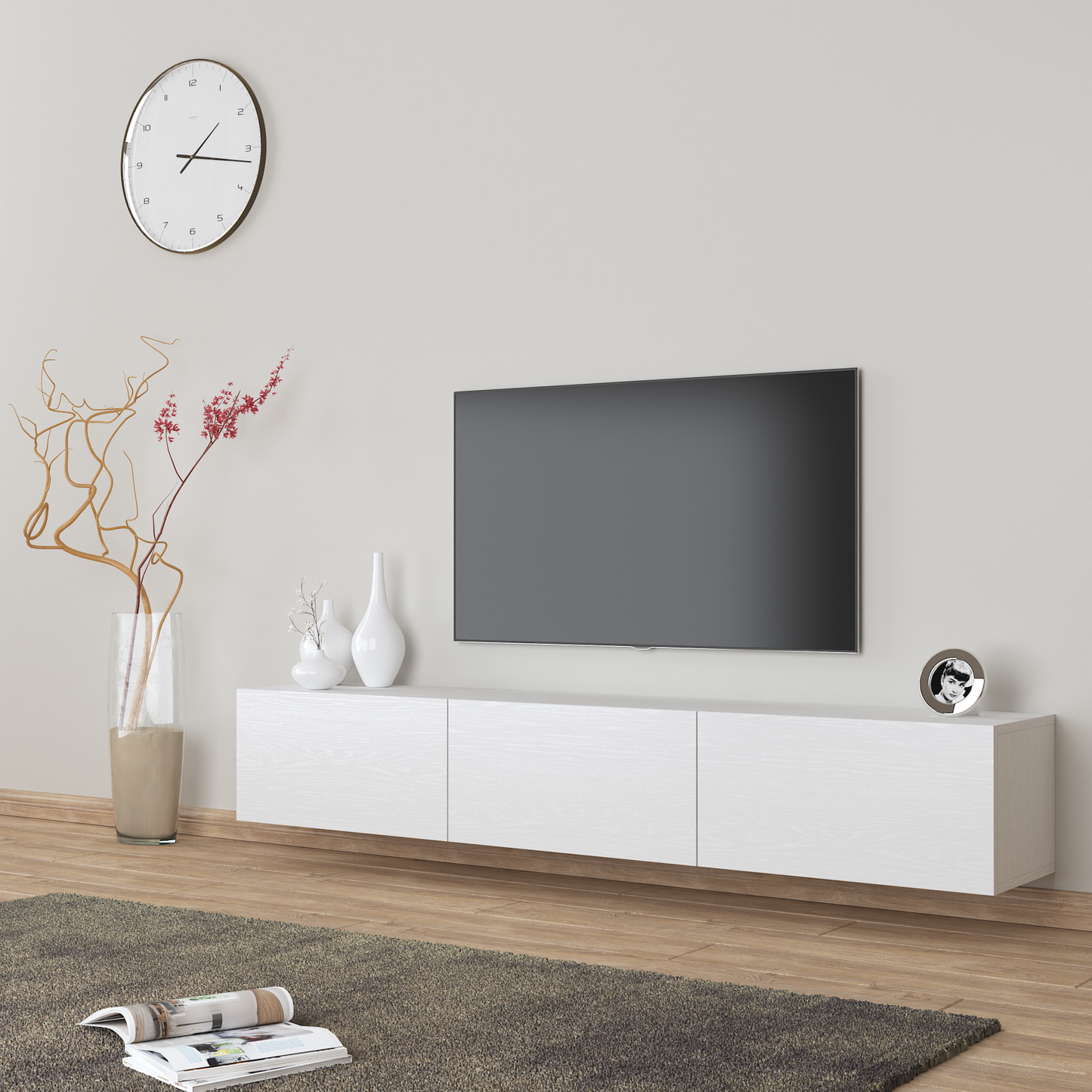 Colima White Floating TV Stand Up to 80" TVs