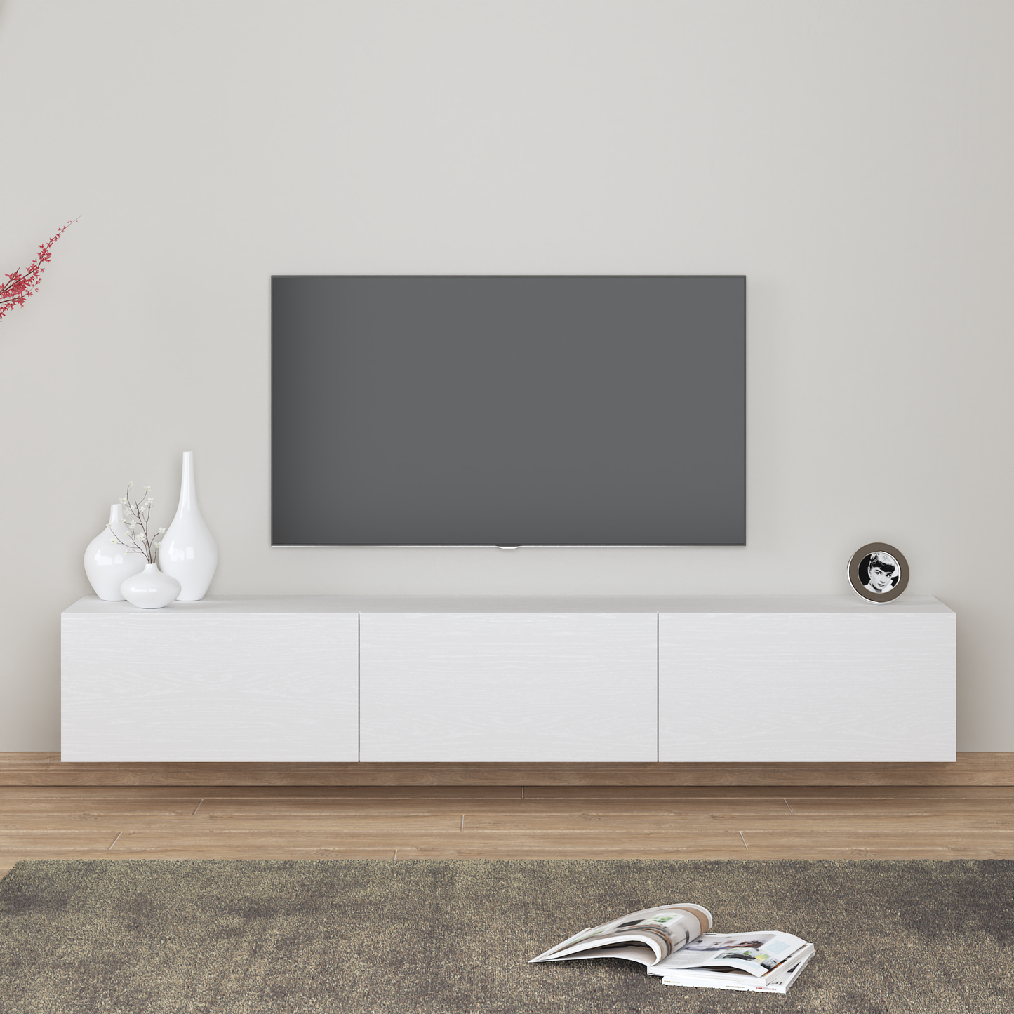 Colima White Floating TV Stand Up to 80" TVs