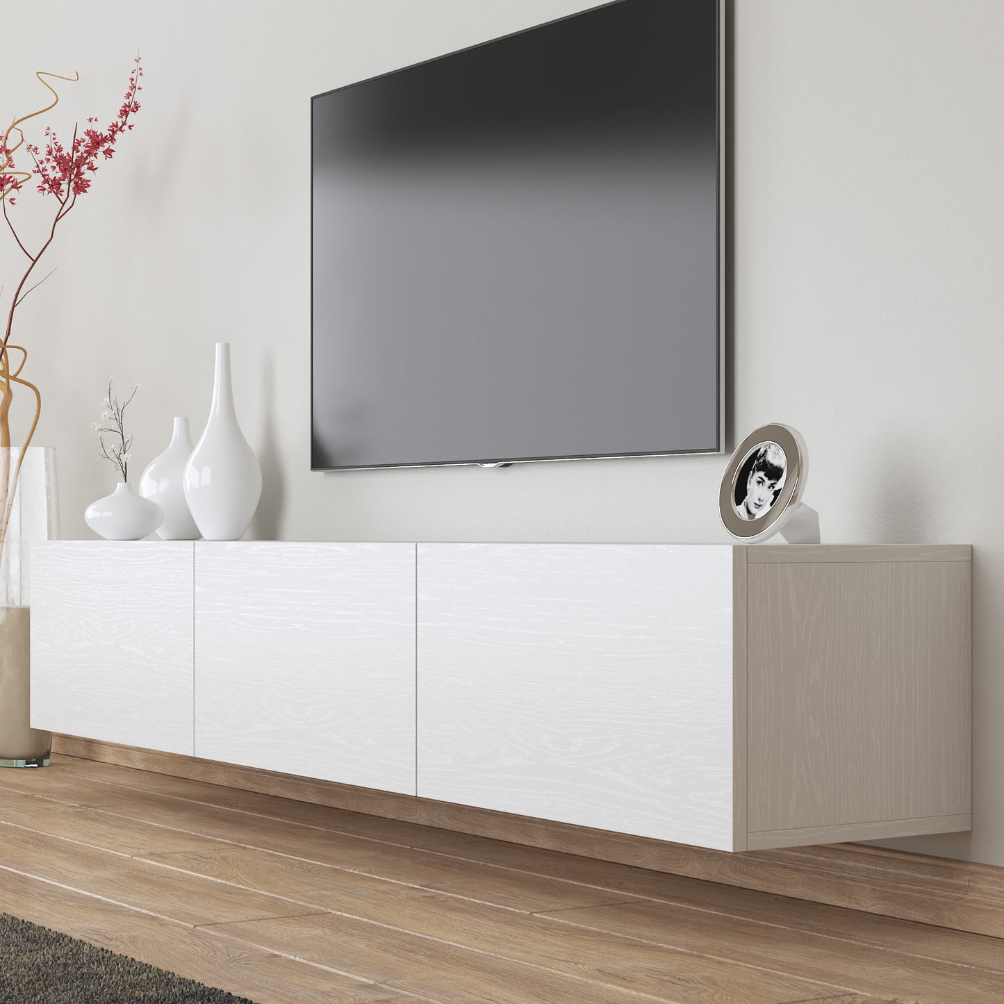 Colima White Floating TV Stand Up to 80" TVs