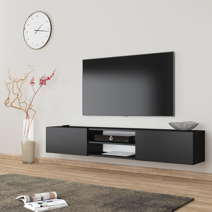 Waco Black Floating TV Stand Up to 80" TVs