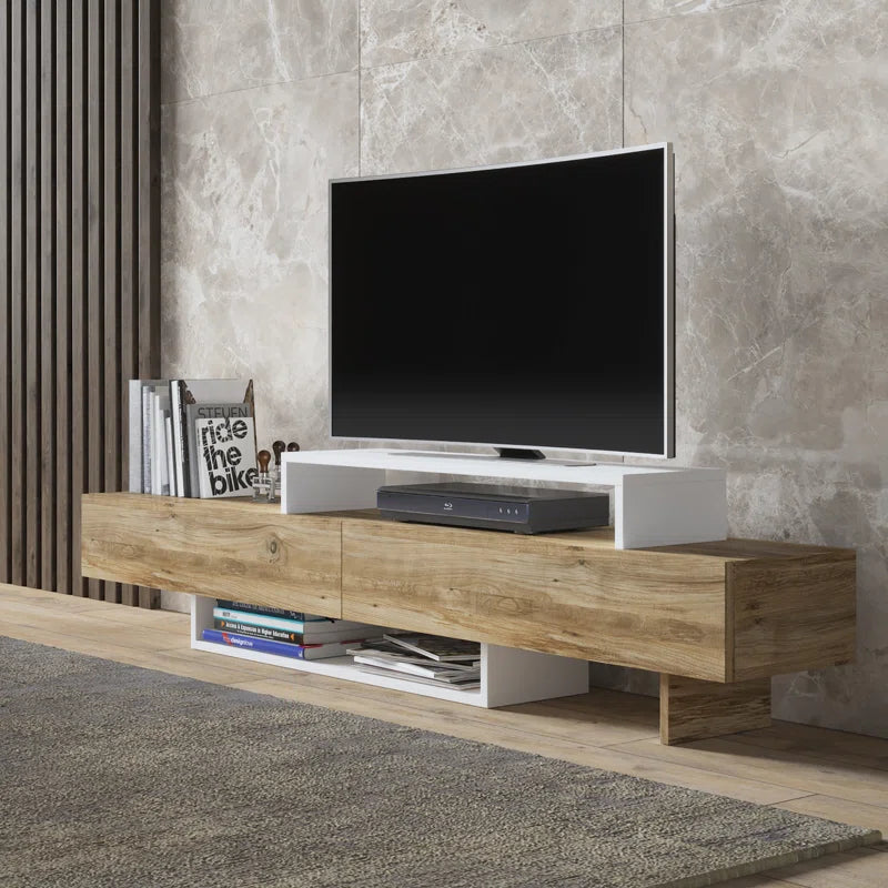 Zen Pine/White  Minimalist TV Stand Up to 65"