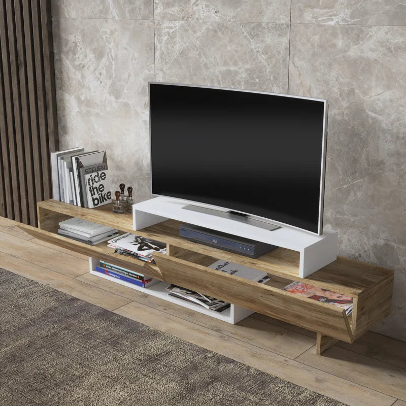 Zen Pine/White  Minimalist TV Stand Up to 65"