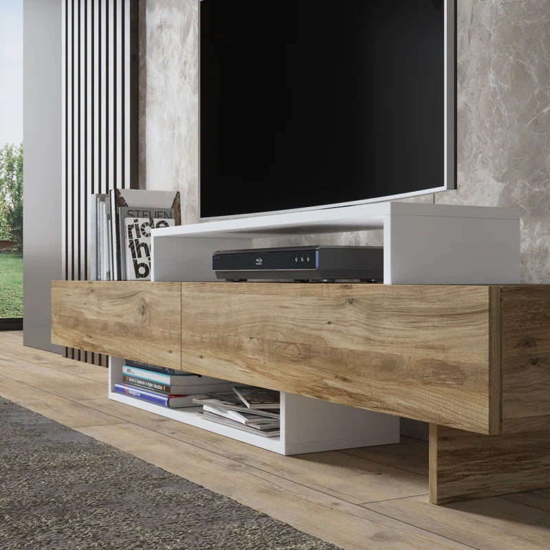 Zen Pine/White  Minimalist TV Stand Up to 65"