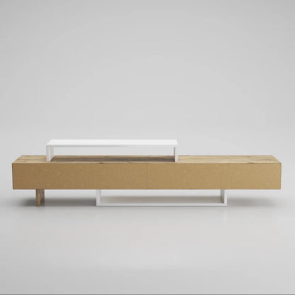 Zen Pine/White  Minimalist TV Stand Up to 65"