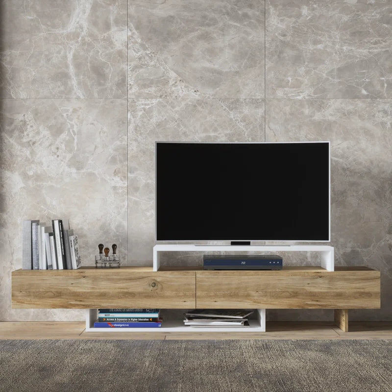 Zen Pine/White  Minimalist TV Stand Up to 65"