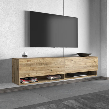 Austin Pine Color Modern Floating TV Stand Up to 80"
