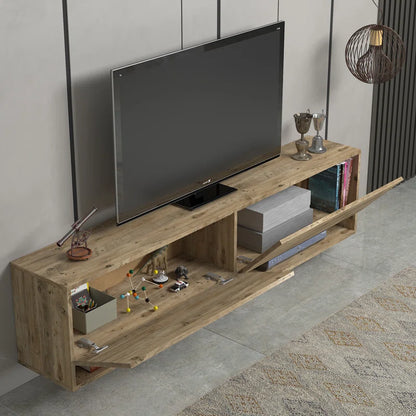 Austin Pine Color Modern Floating TV Stand Up to 80"