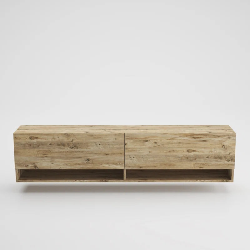 Austin Pine Color Modern Floating TV Stand Up to 80"