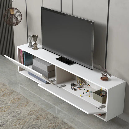 Austin White Color Modern Floating TV Stand Up to 80"