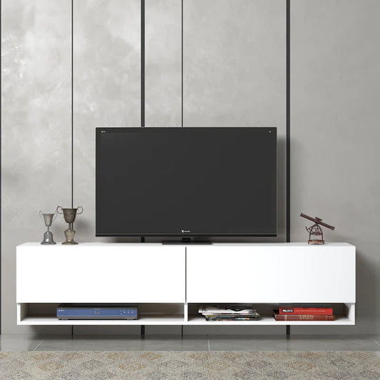 Austin White Color Modern Floating TV Stand Up to 80"