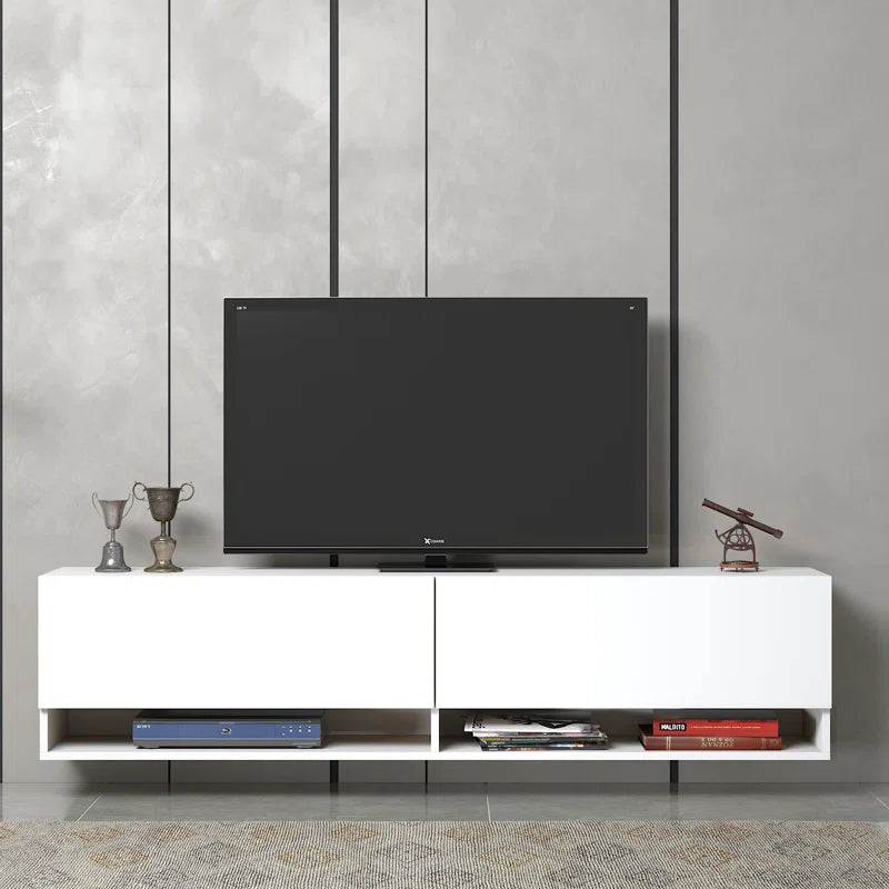 Austin Pine Color Modern Floating TV Stand Up to 80"
