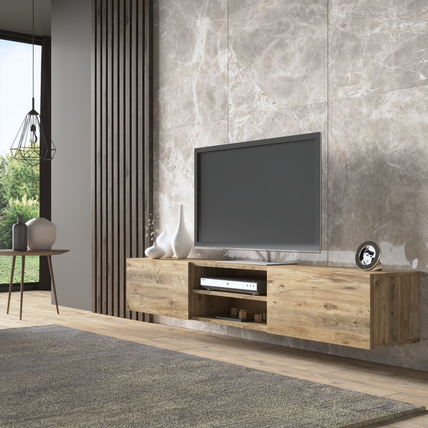 Waco Pine Floating TV Stand Up to 80" TVs