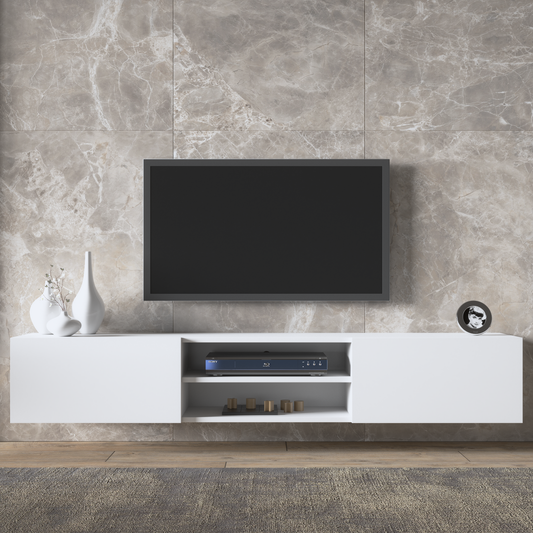 Waco White Floating TV Stand Up to 80" TVs