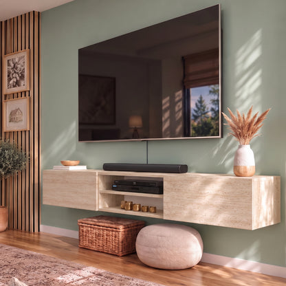 Waco Travertine Beige Floating TV Stand Up to 80" TVs