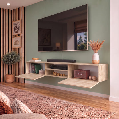Waco Travertine Beige Floating TV Stand Up to 80" TVs