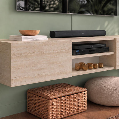 Waco Travertine Beige Floating TV Stand Up to 80" TVs