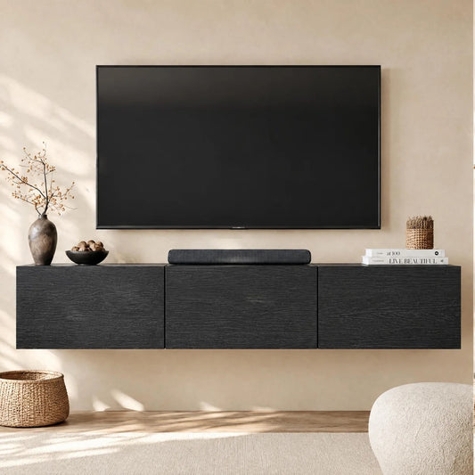 Colima Black Floating TV Stand Up to 80" TVs