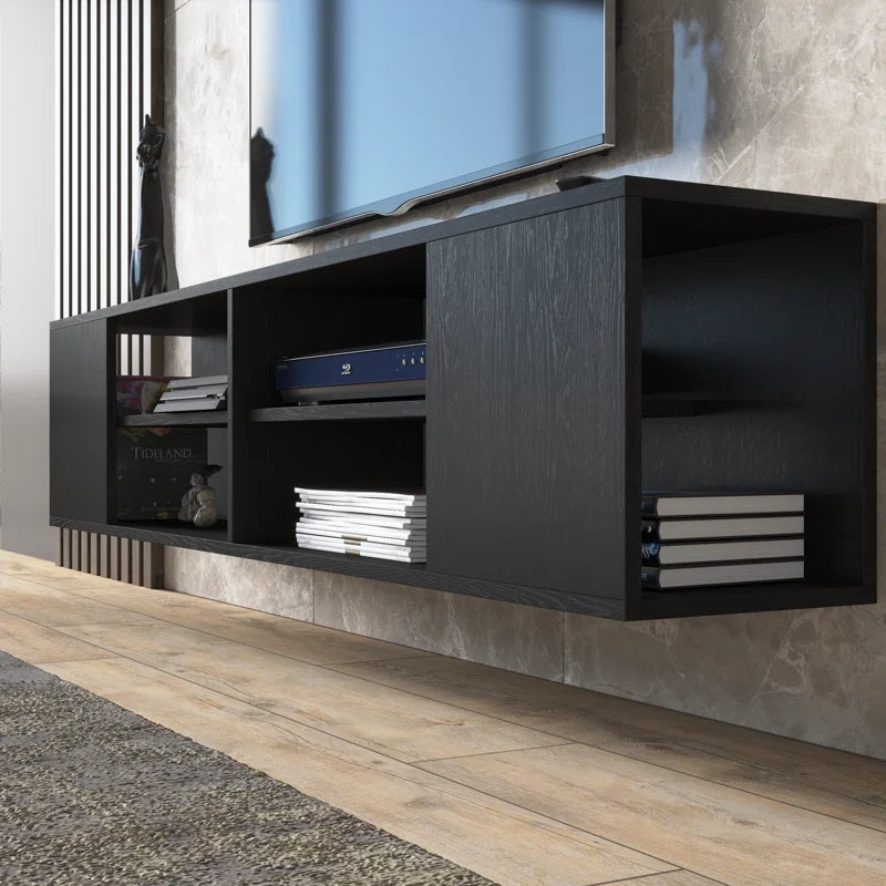 Rosita Black Modern Floating TV Stand Up to 80"