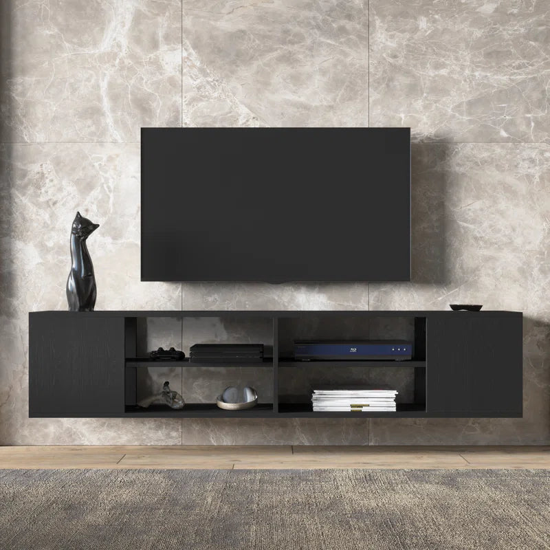 Rosita Black Modern Floating TV Stand Up to 80"