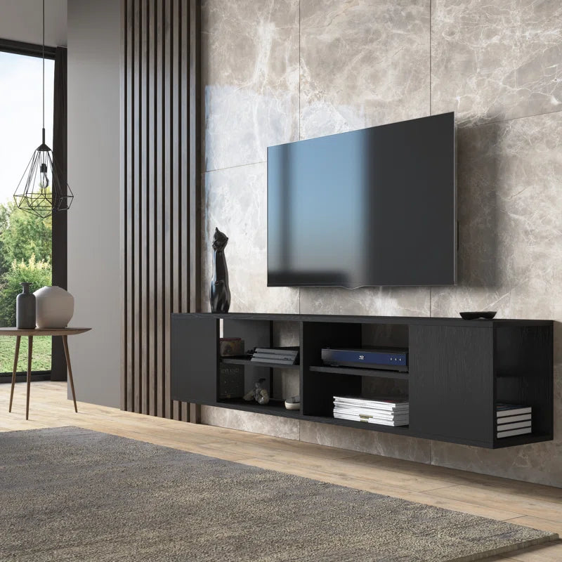 Rosita Black Modern Floating TV Stand Up to 80"