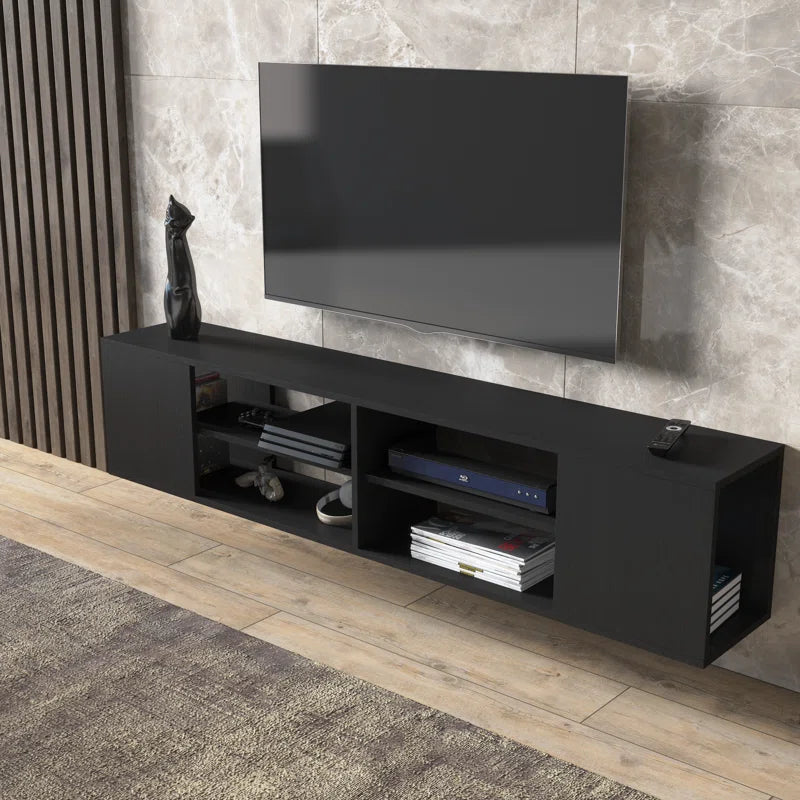 Rosita Black Modern Floating TV Stand Up to 80"