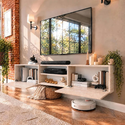 Waco Travertine Beige Floating TV Stand Up to 80" TVs