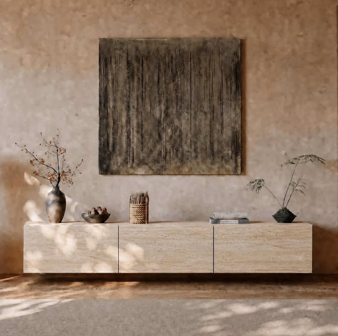 Colima Travertine Floating TV Stand Up to 80" TVs