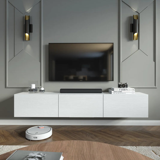 Colima White Floating TV Stand Up to 80" TVs