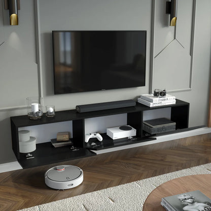 Colima Black Floating TV Stand Up to 80" TVs