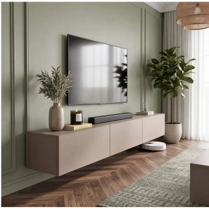Colima Mink Beige Floating TV Stand Up to 80" TVs
