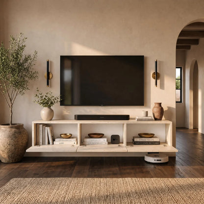Colima Travertine Floating TV Stand Up to 80" TVs