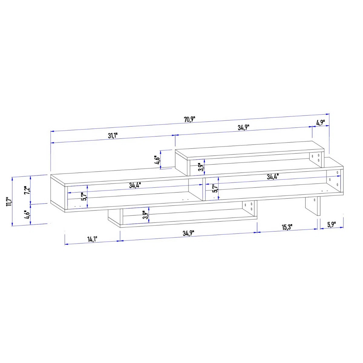 Zen White  Minimalist TV Stand Up to 65"