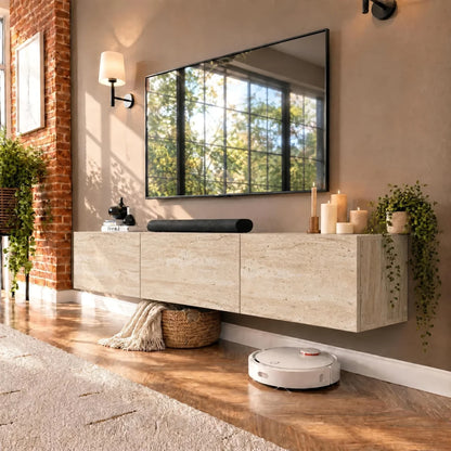 Colima Travertine Floating TV Stand Up to 80" TVs