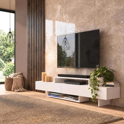 Zen White  Minimalist TV Stand Up to 65"