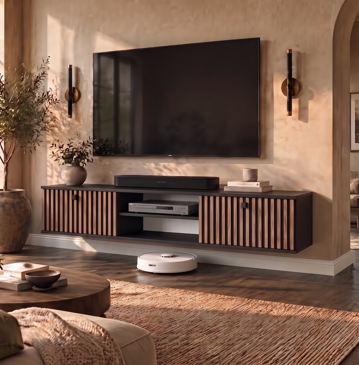 Waco Zebra Floating TV Stand Up to 80" TVs